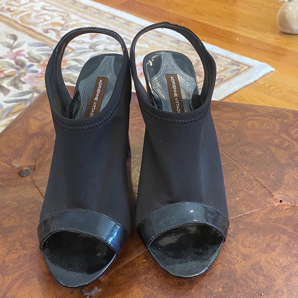 Adrienne Vittadini Black Slingback Heels